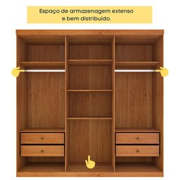Guarda Roupa Casal em MDF 6 Portas 4 Gavetas Suecia Tcil Tcil Móveis Roupeiro Casal Suécia Cinamomo  - 10