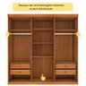 Guarda Roupa Casal em MDF 6 Portas 4 Gavetas Suecia Tcil Tcil Móveis Roupeiro Casal Suécia Cinamomo  - 10