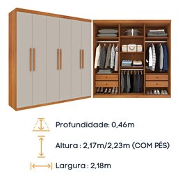 Guarda Roupa Casal em MDF 6 Portas 4 Gavetas Suecia Tcil Tcil Móveis Roupeiro Casal Suécia Cinamomo  - 5
