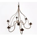 Ver imagem 1 de Lustre Pendente Garrafão 6 Lâmpadas em Ferro Artesanal para Sala de Estar e Área Gourmet Ouro Velho