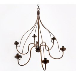 Lustre Pendente Garrafão 6 Lâmpadas em Ferro Artesanal para Sala de Estar e Área Gourmet Ouro Velho - 1