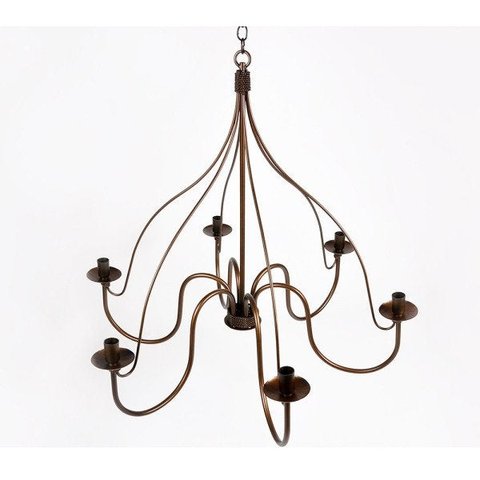 Lustre Pendente Garrafão 6 Lâmpadas em Ferro Artesanal para Sala de Estar e Área Gourmet Ouro Velho