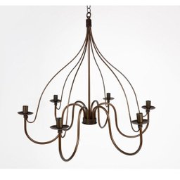 Lustre Pendente Garrafão 6 Lâmpadas em Ferro Artesanal para Sala de Estar e Área Gourmet Ouro Velho - 2