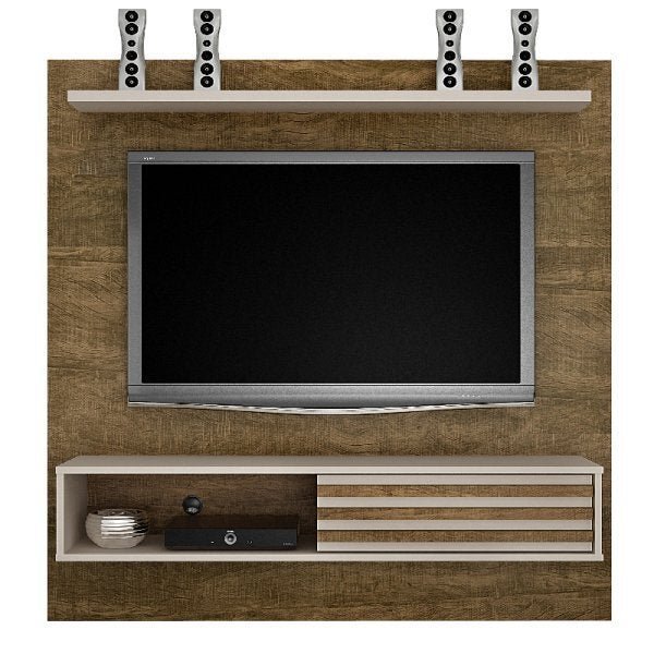 Painel para TV até 50 Polegadas 1 Porta 2 Nichos 1 Prateleira Arizona Valdemóveis Ypê/Off White - 2