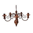 Ver imagem 1 de Lustre Luminária 5 Lâmpadas Ferro e Madeira Torneada Rústico para Cozinha e Sala de Estar Natural