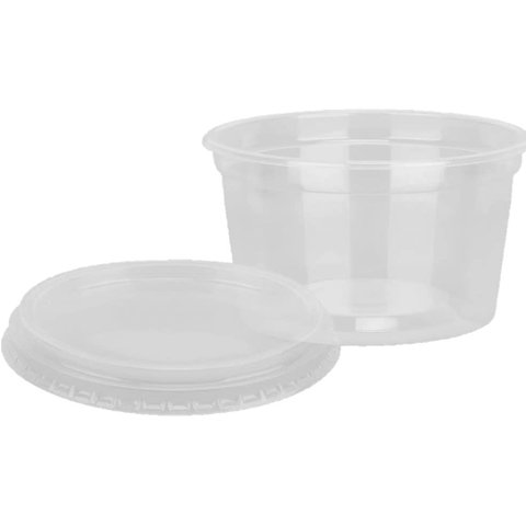 Kit Pote e Tampa de Plastico Redondo Pp Liso 250ml Pt 25 Un Copaza