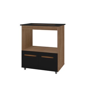 Armário Cozinha Cooktop 5 Bocas Elisa com 2 Portas em Mdp - Savana/preto