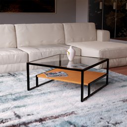 Mesa de Centro Industrial Moderno Toledo Preto e Tampo Canela - 1