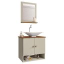 Ver imagem 1 de Conjunto de Banheiro com Gabinete 2 Portas, Cuba com Valvula, Torneira e 1 Espelheira Deli