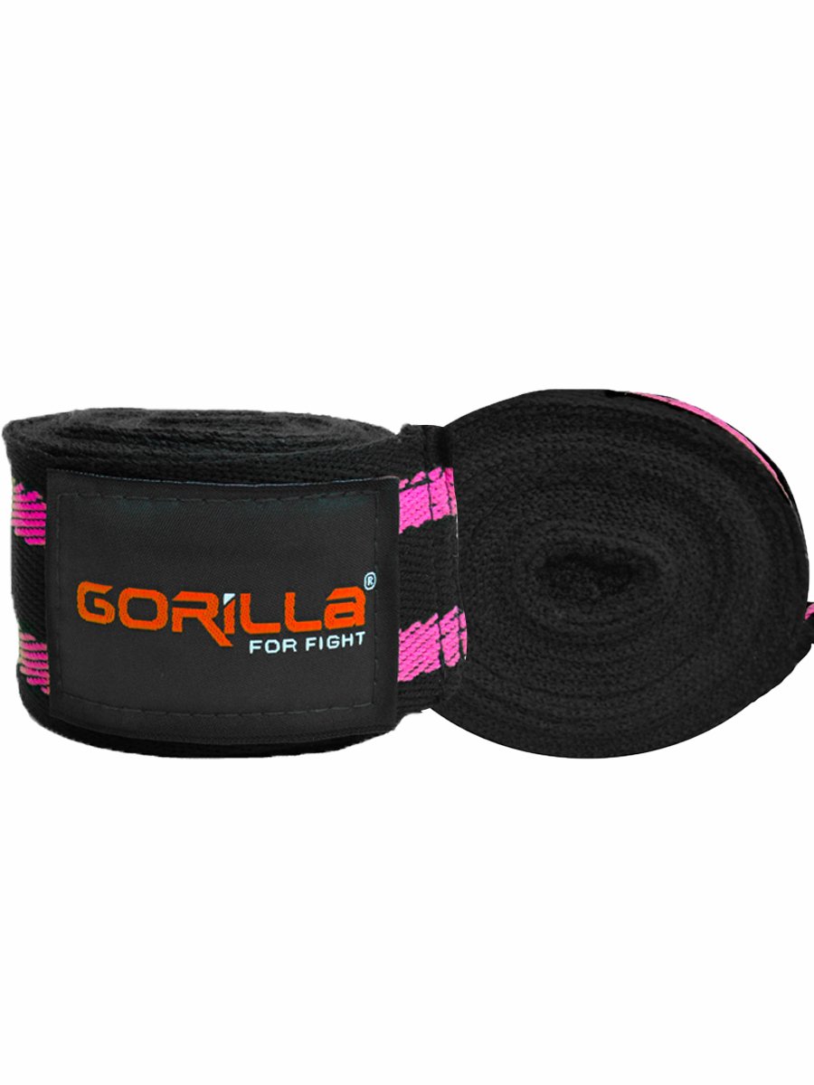 Bandagem Elástica 03 Metros Boxe/Muay-Thai - Gorilla Cor:Preto Rosa;Tamanho:03 m;Gênero:unissex - 2