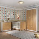 Ver imagem 2 de Quarto de Bebê Completo Berço Americano 3 em 1 Colchão Encanto Multimóveis Mp4605 Branco/madeirado