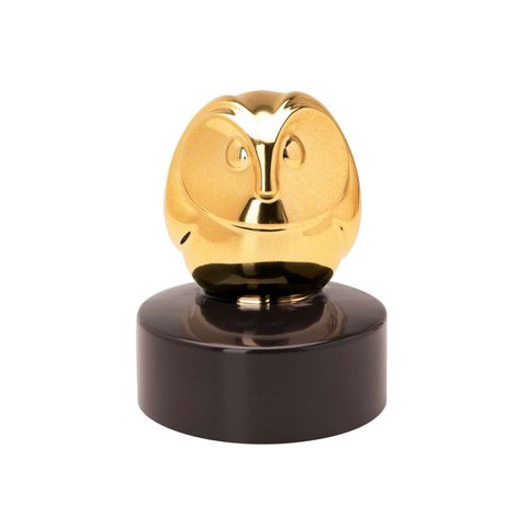 Escultura Coruja Cerâmica Preto Dourado 14170 Mart