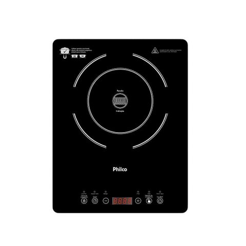 Cooktop de Indução Portátil 1 Boca Philco Pct10a Display Digital Painel Touch Preto 110v