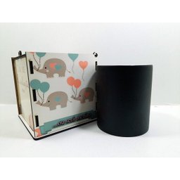 Chá de Revelação Elefantinho Kit Caneca Mágica + Caixa de madeira - Menino - 2