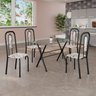 Conjunto de Mesa Tubular 100x60cm Tampo de Vidro com 4 Cadeiras Lívia - 1