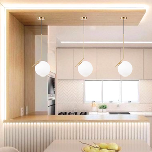 Luminária Pendente Jabuticaba 45cm Angular Globo Vidro 15cm Teto Gimpo Kjdd-e-059-12:dourado