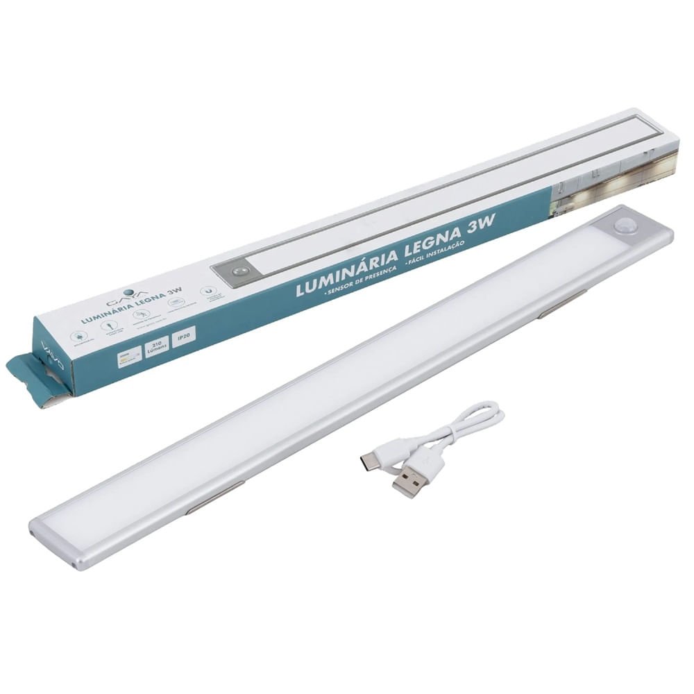 Luminária Magnética Led 3w 3.000k Branco Quente 400mm Legna Gaya 01 Unidade - 2