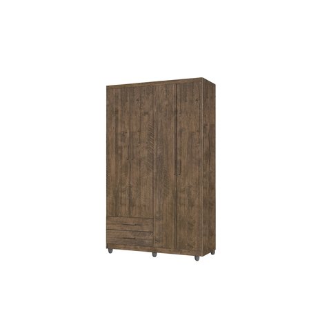 Guarda Roupa 4 Portas 2 Gavetas Cabideiro Prateleira Titan Canela