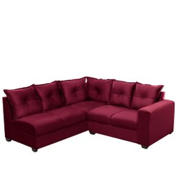 Sofá de Canto Califórnia 4 Lugares, com Molas Espirais, Espuma Densidade D28, 1,66x1,83 Metros, Verm - 2