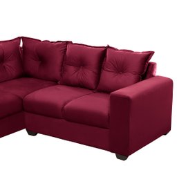 Sofá de Canto Califórnia 4 Lugares, com Molas Espirais, Espuma Densidade D28, 1,66x1,83 Metros, Verm - 3