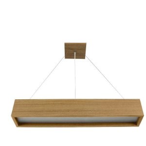 Pendente Madeira Wood Retângular 60x10cm- 1 ou 2 Luzes G12 - Freijó