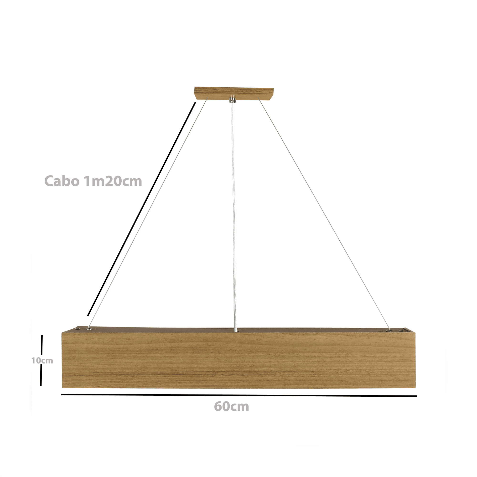 Pendente Madeira Wood Retângular 60x10cm- 1 ou 2 Luzes G12 - Freijó - 4