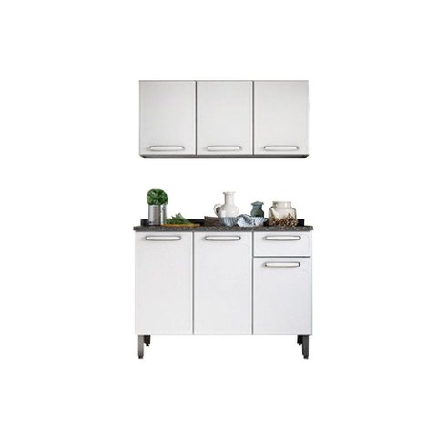 Kit de Cozinha Completa 2 Peças Evidence (1 Armário + 1 Balcão) C2P07 Branco - Bertolini