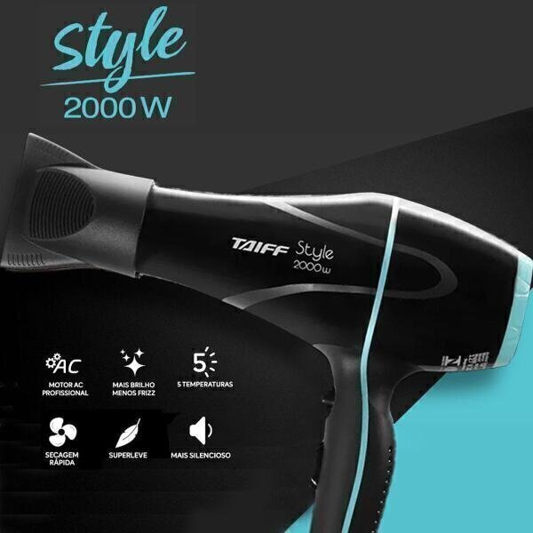 Taiff Secador De Cabelo Style Ion Profissional 2000w - Cores Cor Preto 220v