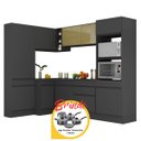 Ver imagem 3 de Armário Cozinha Completa Canto Veneza Mp2085 Multimóveis Preto + Brinde Jogo de Panelas Tramontina