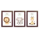Ver imagem 1 de Kit 3 Quadros Decorativos - Safari Aquarela :Branca