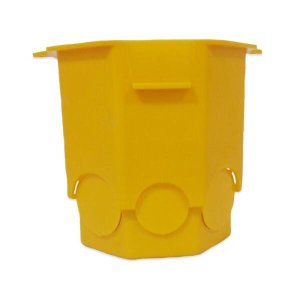 Kit 30 Caixa Luz Plást Sextavada Dupla Fundo Fixo Amarela 3"