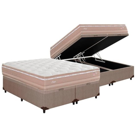 Cama Box Baú King: Colchão Molas Masterpocket Ensacadas Herval Maxspring Nesser + Base Crc Courano