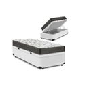 Ver imagem 1 de Cama Box Baú Solteiro Conforto Sintético Branco + Colchão Solteiro Conforto Espuma D33 Com EPS 17x88