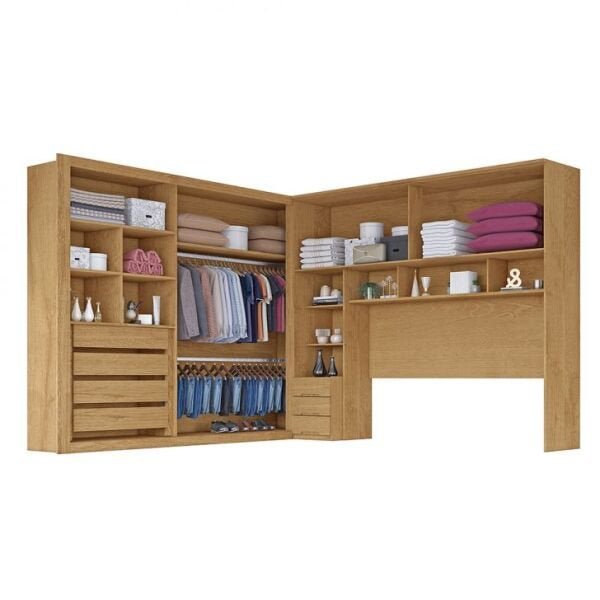 Guarda-Roupa Casal Firenze 4 Portas 7 Gavetas - Amendoa - 3