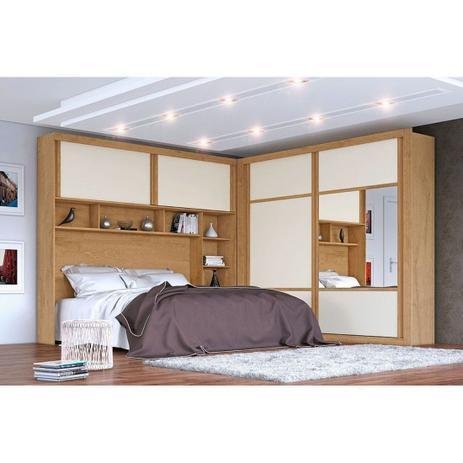 Guarda-Roupa Casal Firenze 4 Portas 7 Gavetas - Amendoa - 1