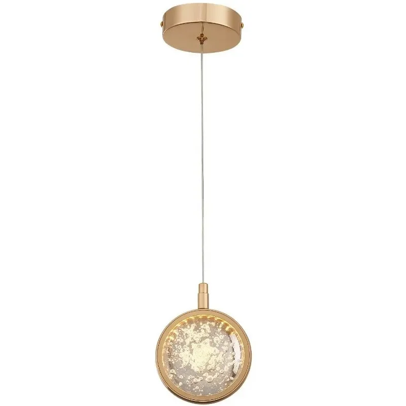 Lustre Pendente Globo Bolhas Cristal Dourado Led 7w 12cm 3000k Bivolt