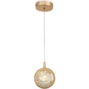Ver imagem 1 de Lustre Pendente Globo Bolhas Cristal Dourado Led 7w 12cm 3000k Bivolt