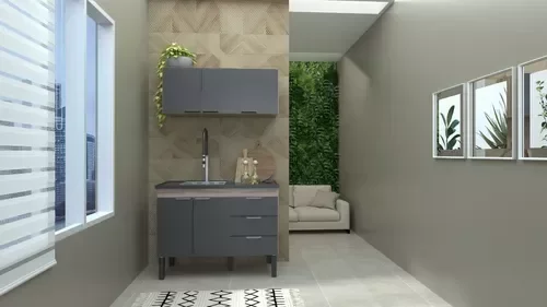 Ver imagem 4 de Gabinete Armário Cozinha 1.20 Mt Flamingo 2 Portas 3 Gavetas- -Cozimax:Preto/Tamarindo