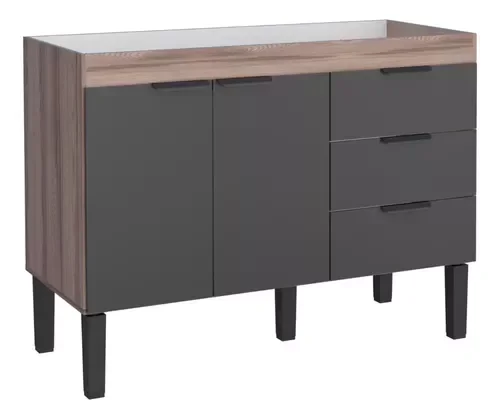 Ver imagem 1 de Gabinete Armário Cozinha 1.20 Mt Flamingo 2 Portas 3 Gavetas- -Cozimax:Preto/Tamarindo