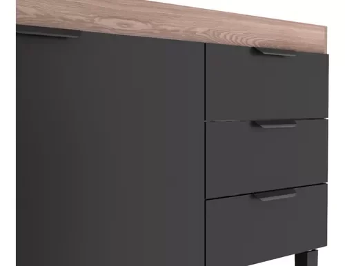 Ver imagem 6 de Gabinete Armário Cozinha 1.20 Mt Flamingo 2 Portas 3 Gavetas- -Cozimax:Preto/Tamarindo