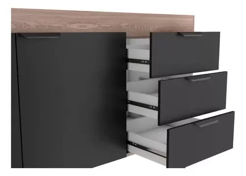 Ver imagem 5 de Gabinete Armário Cozinha 1.20 Mt Flamingo 2 Portas 3 Gavetas- -Cozimax:Preto/Tamarindo