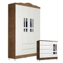 Ver imagem 1 de Cômoda e Guarda Roupa Infantil Ariel 4 Portas Branco Acetinado Amadeirado - Carolina