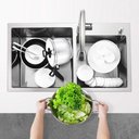 Ver imagem 5 de Cuba Cozinha Dupla Goumert Aço Inox Escorredor Luxo Lava Louça Alimentos Limpa Pia Balcao Bancada