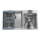 Ver imagem 6 de Cuba Cozinha Dupla Goumert Aço Inox Escorredor Luxo Lava Louça Alimentos Limpa Pia Balcao Bancada
