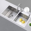 Ver imagem 3 de Cuba Cozinha Dupla Goumert Aço Inox Escorredor Luxo Lava Louça Alimentos Limpa Pia Balcao Bancada