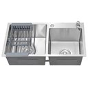 Ver imagem 1 de Cuba Cozinha Dupla Goumert Aço Inox Escorredor Luxo Lava Louça Alimentos Limpa Pia Balcao Bancada