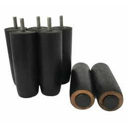 Kit de Pés para Cama Box ou Baú Casal 5x2 (5 Pés Fixos e 2 Rodinhas) Tdc Preto 12cm de Altura - 3
