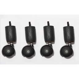 Kit de Pés para Cama Box ou Baú Casal 5x2 (5 Pés Fixos e 2 Rodinhas) Tdc Preto 12cm de Altura - 5