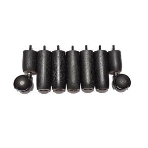 Kit de Pés para Cama Box ou Baú Casal 5x2 (5 Pés Fixos e 2 Rodinhas) Tdc Preto 12cm de Altura