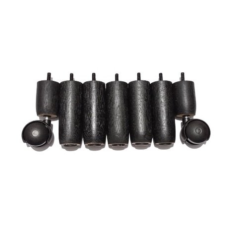 Kit de Pés para Cama Box ou Baú Casal 5x2 (5 Pés Fixos e 2 Rodinhas) Tdc Preto 12cm de Altura